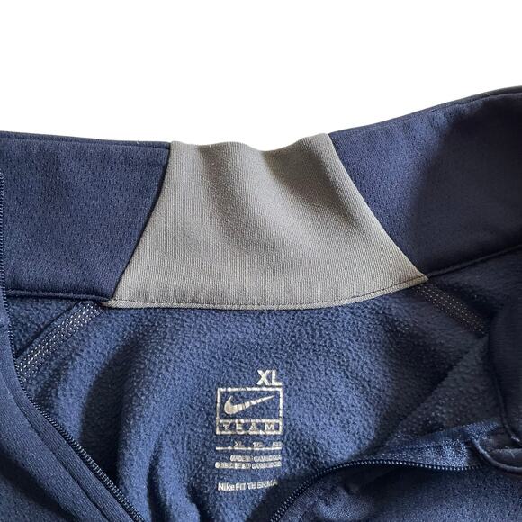 NIKE Fit Men Quarter Zip LOGO Swoosh Pullover Sweatshirt Colorblock Blue Gray XL - Picture 8 of 12